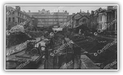 (1949) Churchill Way Canal being covered up (looking towards Queen Street)