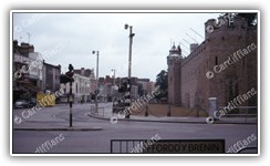 (1974) Cardiff Castle and Castle Street, view from Queen Street