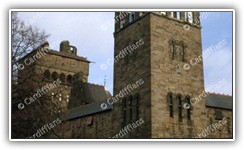 (1999) Cardiff Castle Clock Tower - Before the animal wall was redesigned to incorporate a driveway