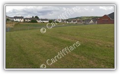 (2015) Cambria Road School Sports Field (01) and site of original Hywel Dda Junior School, destroyed by arson in 2011 - Panorama