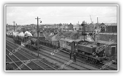 (1958) GWR Locomotive 3408 holds position at Newport Road sidings - Pengam Junction
