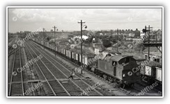 (1958) GWR Locomotive 4273 heads east past Newport Road sidings - Pengam Junction