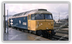(1986) Diesel Loco Class 47 47640 at Cardiff Central (Royal Tudor Pub in background)
