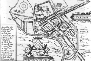 John Speed's map of Cardiff town in 1610 mapofcardiff1610
