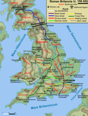 Roman Roads in Britannia c. 150 A.D. viajuliamaritima